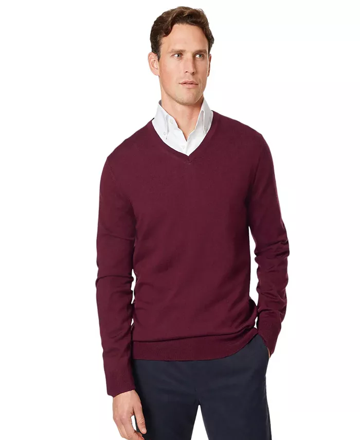 

Мужской свитер с V-образным вырезом из чистой мериносовой шерсти Charles Tyrwhitt, черный