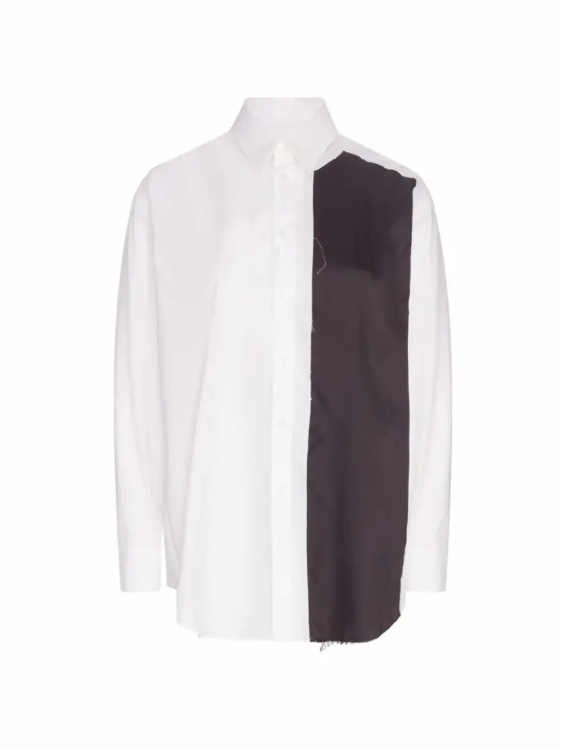 

Хлопковая рубашка в стиле колор-блок MM6 MAISON MARGIELA, белый