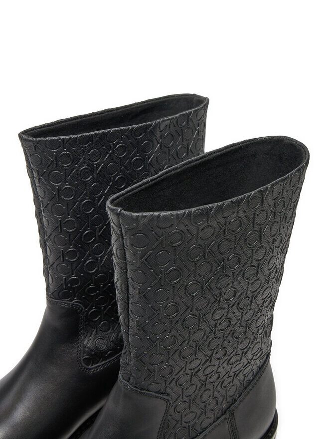 Ботильоны Calvin Klein Flat Ankle Boot Mono Mix HW0HW02195 Negro, черный — фото 4