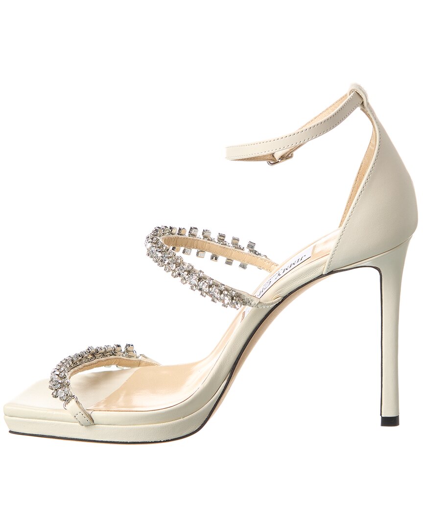 Джимми Чу Бинг 105 Кожаные сандалии Jimmy Choo, белый — фото 2