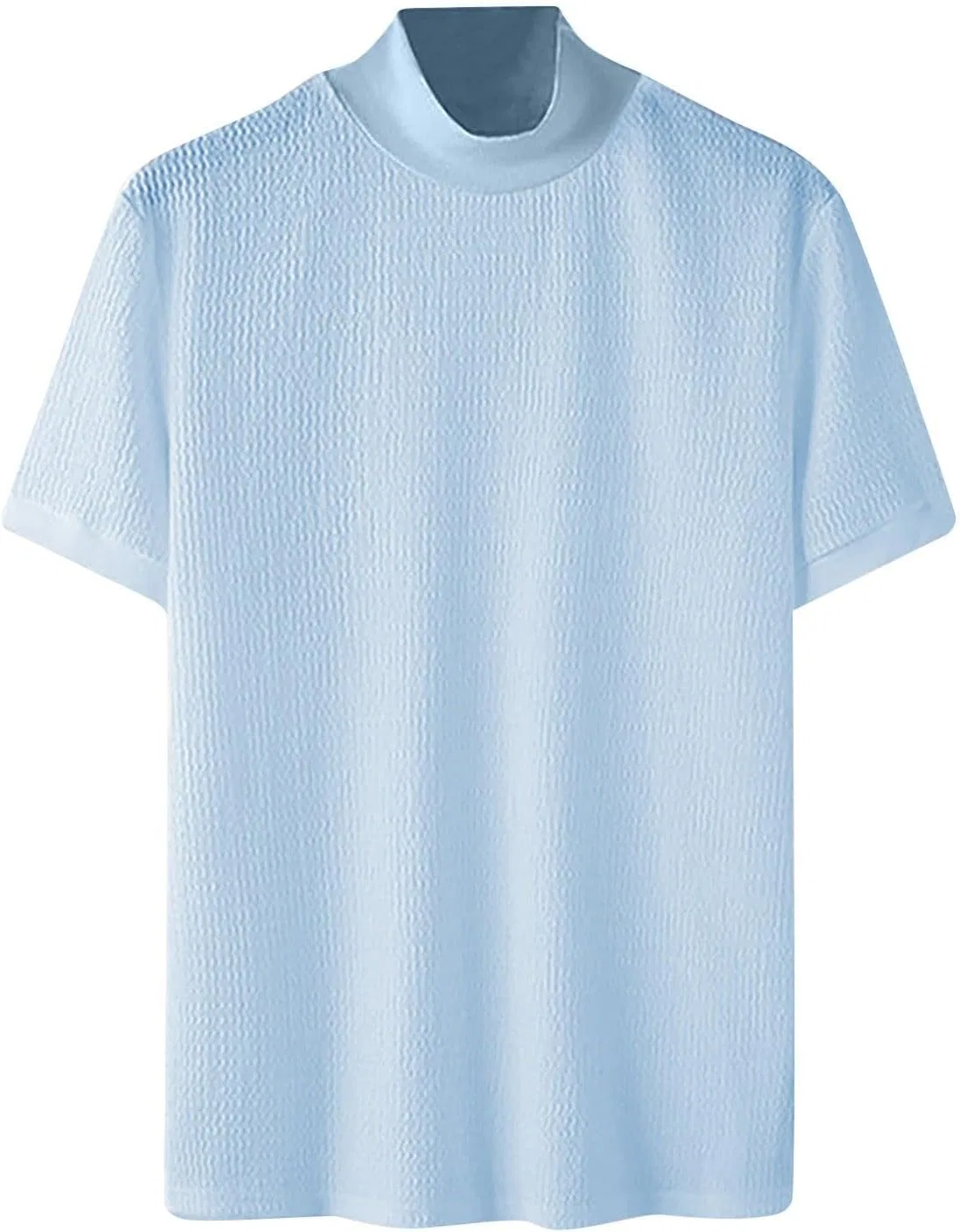Футболка с воротником-стойкой, короткий рукав, спортивная, Ribbed Knit, синяя — фото 3