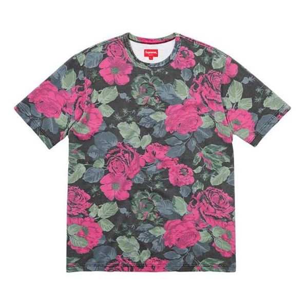 

Футболка ss18 flowers tee black short sleeve Supreme, черный