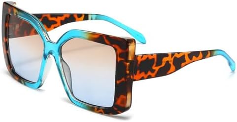 

Большие квадратные очки с леопардовым принтом и цветовыми блоками. Модные очки для активного отдыха на природе, защиты от солнца и УФ-излучения, для пляжного отдыха MTZJH, Blueleopard