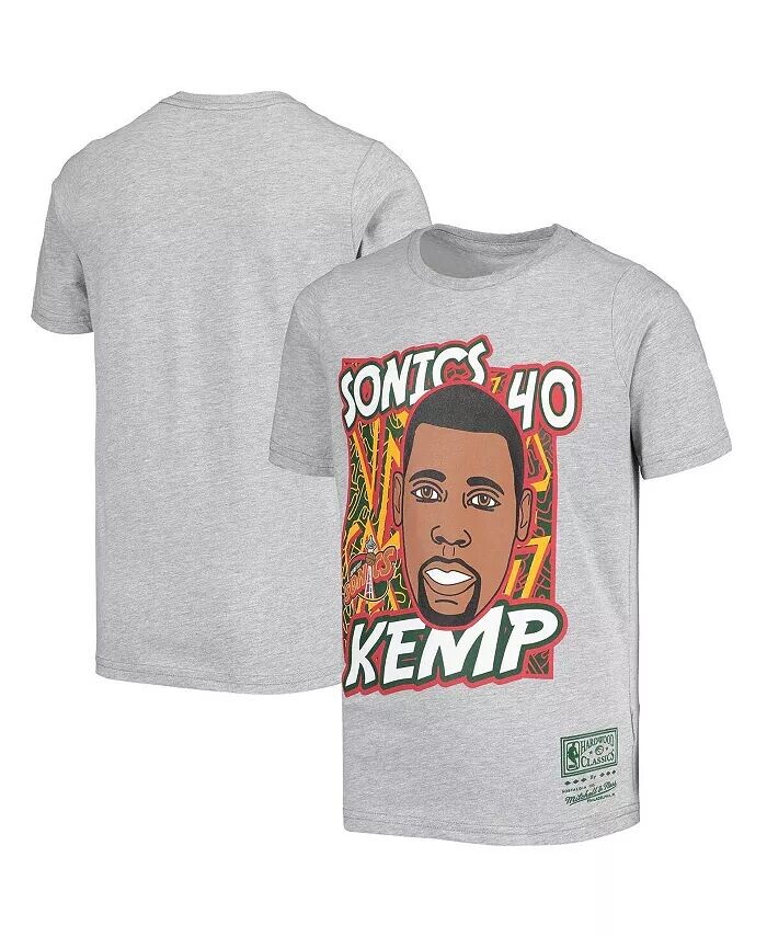 

Серая футболка Big Boys Shawn Kemp Seattle Super Sonics Hardwood Classics King of the Court Player Mitchell & Ness