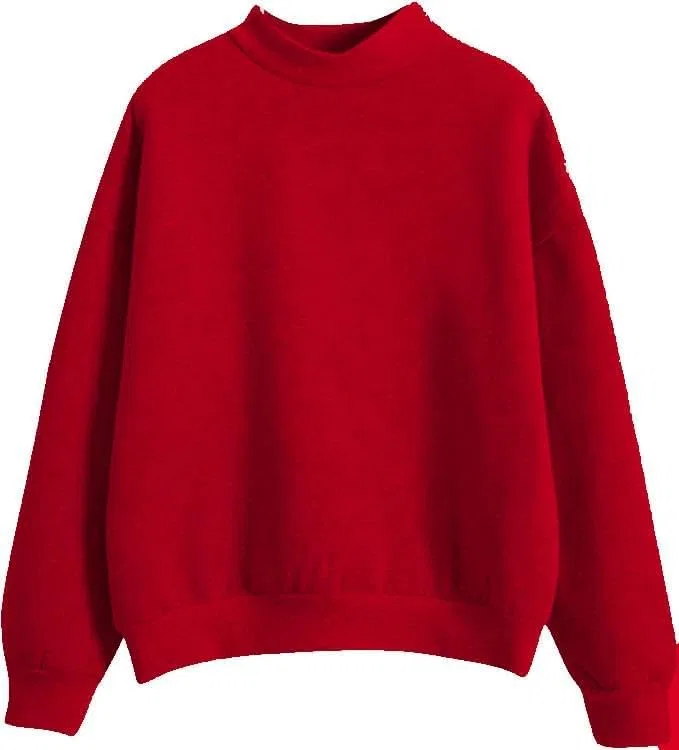 Толстовка женская свободного кроя, Mock Neck, хлопок, красная