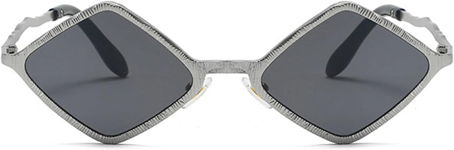 

Willochra Модные маленькие солнцезащитные очки в форме неправильного многоугольника, ретро-металлическая оправа, ромбовидные солнцезащитные очки, модные панк-очки, защита от УФ-излучения UV400, C1