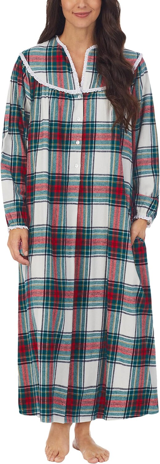 

Классическое платье длиной 50 дюймов с открытым вырезом Lanz of Salzburg, цвет White Plaid