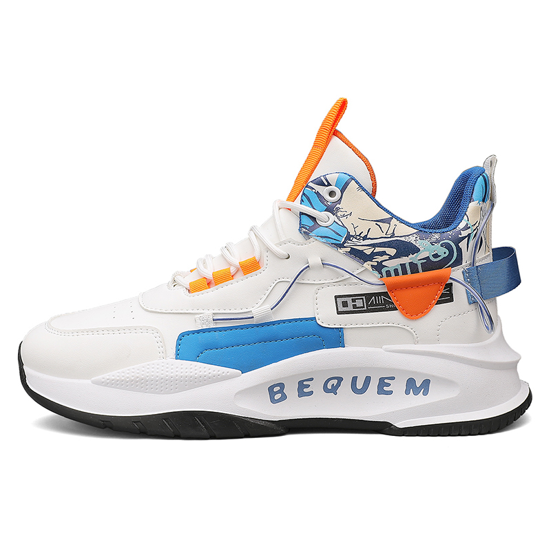 

Амортизирующие нескользящие дышащие баскетбольные кроссовки с высоким верхом и надежной фиксацией Swinsger, бело-синие