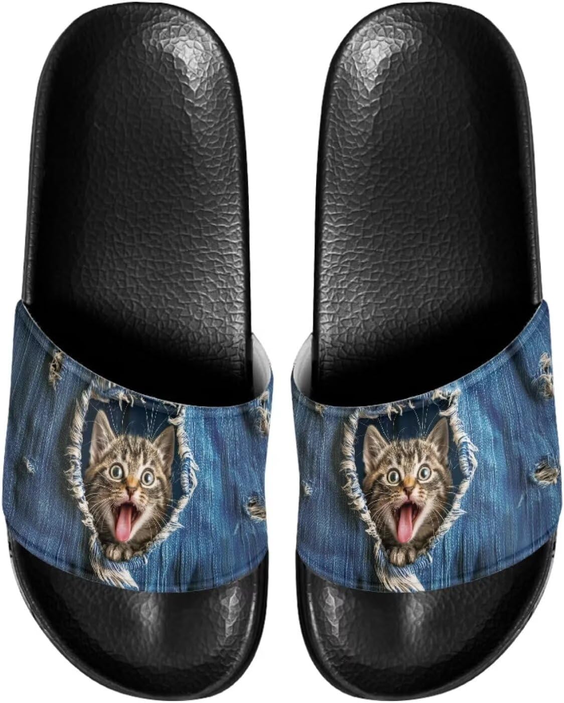 

Мужские шлепанцы для душа Kathyboom, комфортные сандалии с открытым носком, нескользящие, плоские, домашние тапочки, Cat