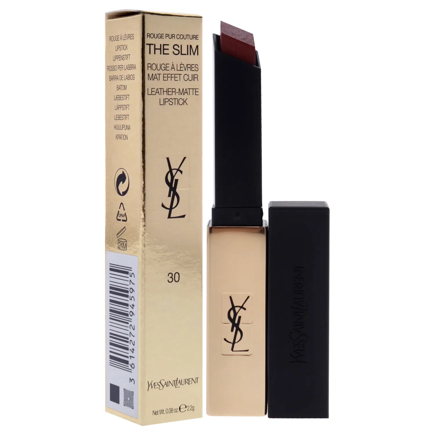 Матовая помада Rouge Pur Couture The Slim Matte Lipstick - 30 Nude Protest от Yves Saint Laurent для женщин - 0,08 унции, коричневый — фото 3