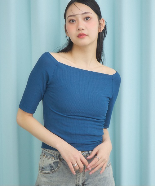 

3.3 Field Trip Футболка с открытыми плечами, 3.3 Field Trip, темно-синий