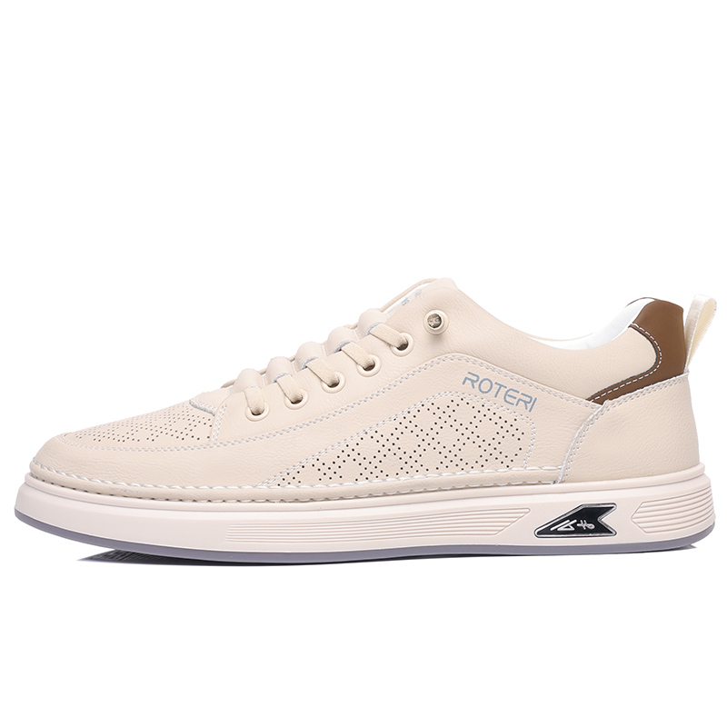 

POPULAR ROUSE PR Мужские низкие скейтерские кеды бежевые с вырезами, цвет Beige Cut-Out