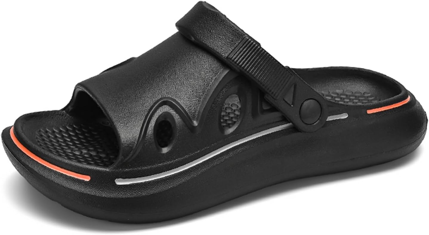 

FLIOZY Мужские садовые повседневные пляжные сандалии с прорезями, нескользящие, для ходьбы, с подъемной подошвой, кеды без шнурков, черный