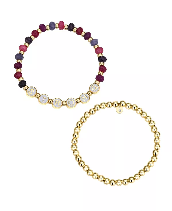 

Комплект браслетов из многоцветного фиолетового кварца с прочным камнем и бусинами Unwritten, gold