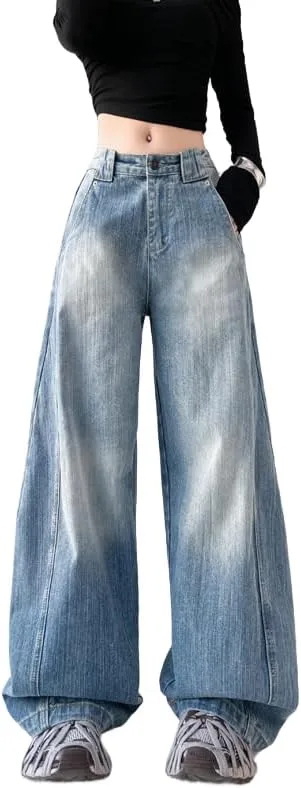 

FUNSEED Baggy Jeans для женщин, низкая посадка, прямой крой