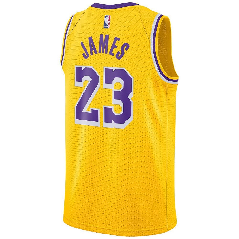 Мужская футболка Nike LeBron James Gold Los Angeles Lakers Swingman Player — Icon Edition, цвет Lak Gold — фото 4
