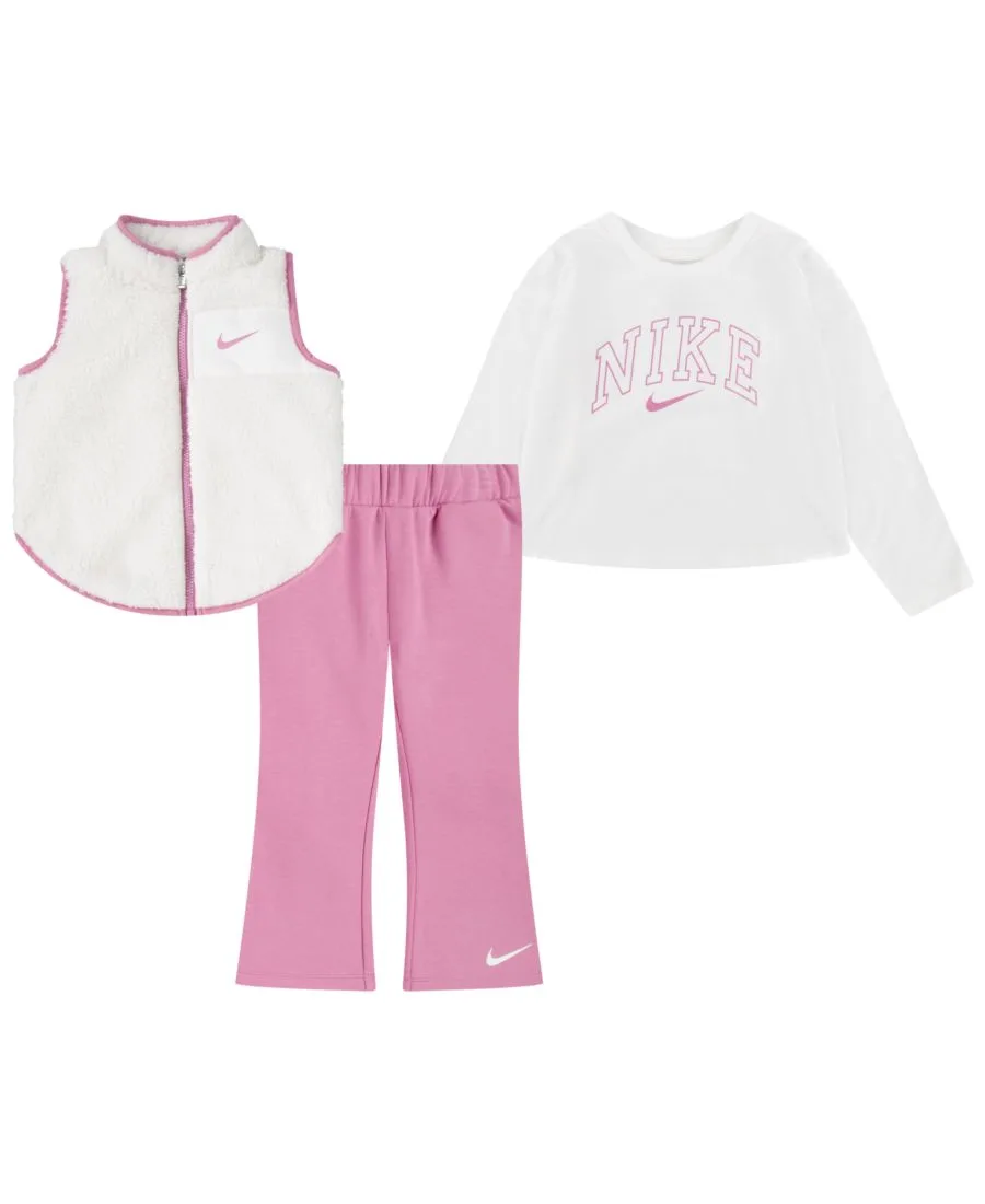 Комплект из 3 предметов для девочек 2T-6X: жилет и штанишки Swoosh Spirit Nike, Magic Flamingo