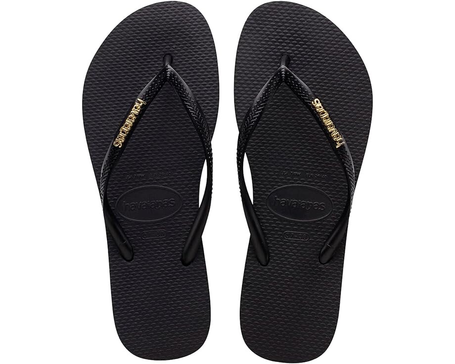 

Сандалии Havaianas Slim Logo Metallic Flip Flops, цвет Black/Golden