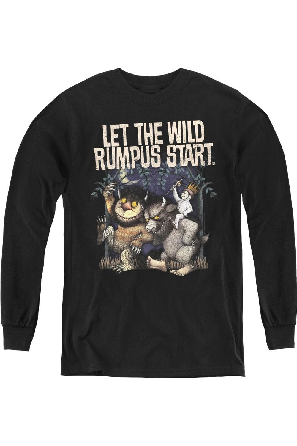 

Футболка с длинным рукавом Where The Wild Things Are "Дикий разгул" для детей Gildan, черный