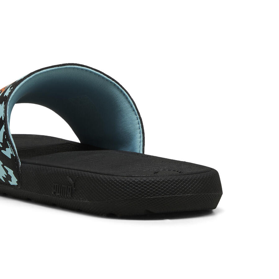 Кроссовки Cool Cat Poised 2 Race Slides для молодежи PUMA Black Orange Glo Safe Lake Blue — фото 2
