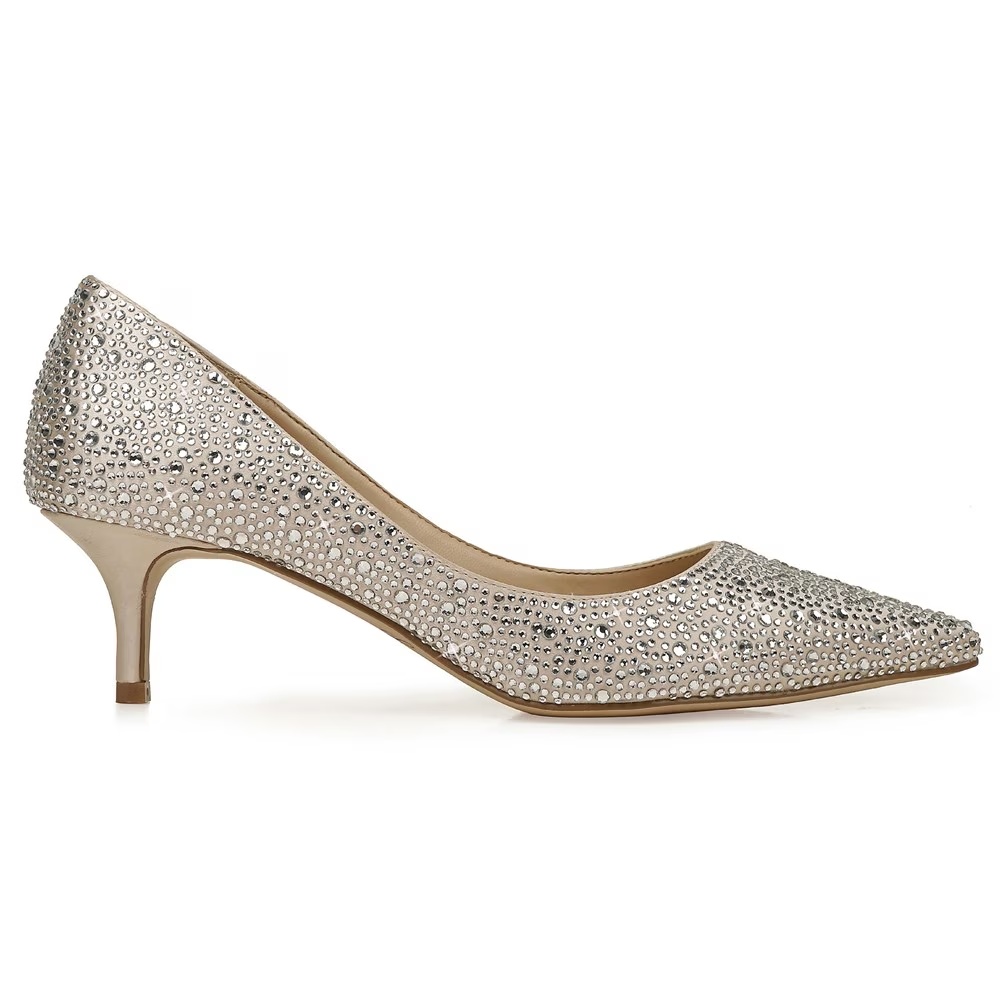 Туфли на каблуке Frenchie Jewel Badgley Mischka, champagne fabric — фото 2