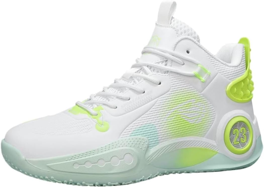 

Унисекс баскетбольные кроссовки с высокими ремнями, противоскользящие, износостойкие, для спортивных тренировок и прогулок Generic, белый/зеленый