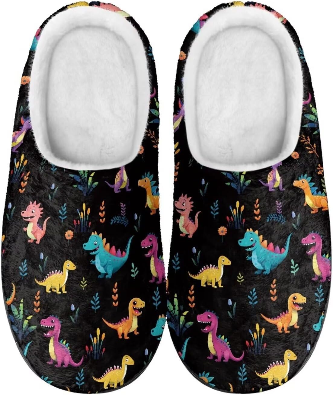 

Тапочки Mintulipy из хлопка, женские пушистые тапочки, домашняя обувь, для дома и улицы, размеры 34-50 (EUR), 3-15 (US) (женские), 8-15 (мужские) для женщин и мужчин, Dinosaur Cartoon