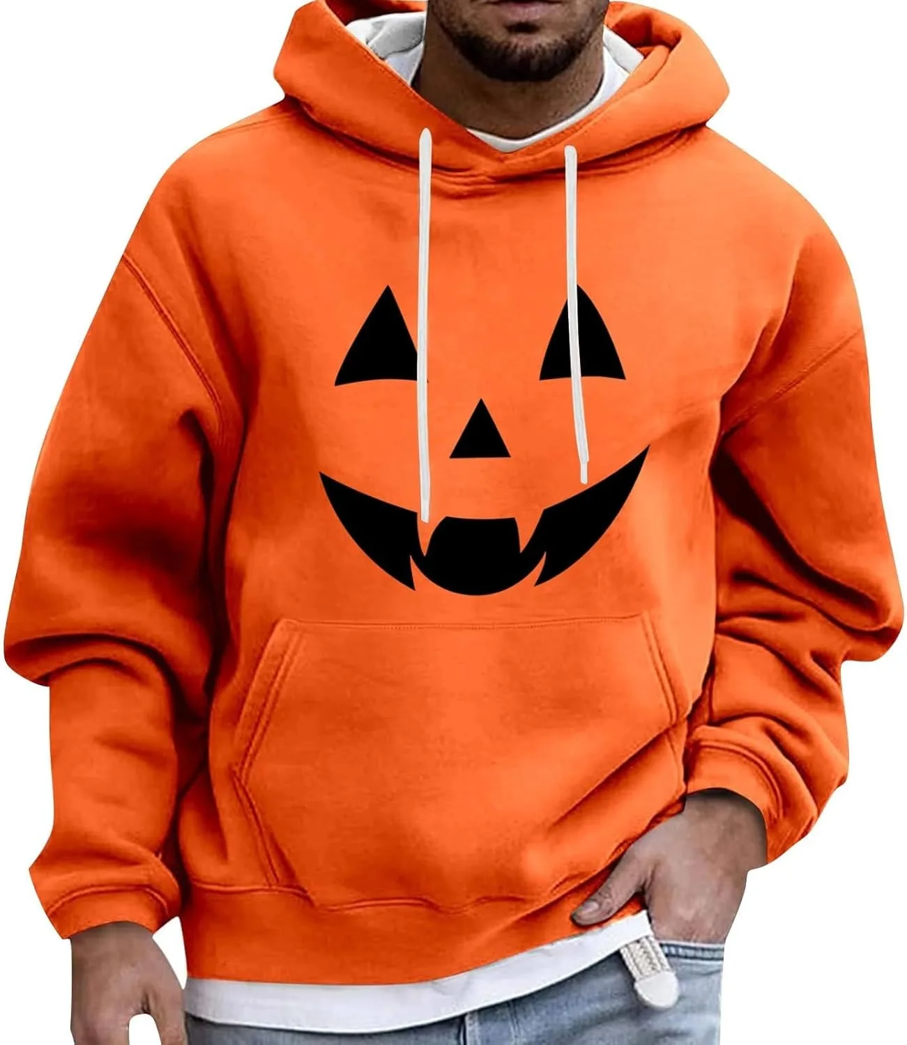 

Мужская толстовка с капюшоном Halloween Pumpkin, Casual, с длинными рукавами и кулиской, Plus Size