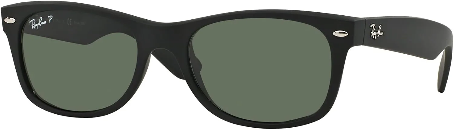 

Солнцезащитные очки Ray-Ban RB2132 поляризованные New Wayfarer квадратной формы для мужчин и женщин + комплект с аксессуарами, Rubber Black / Green Polarized