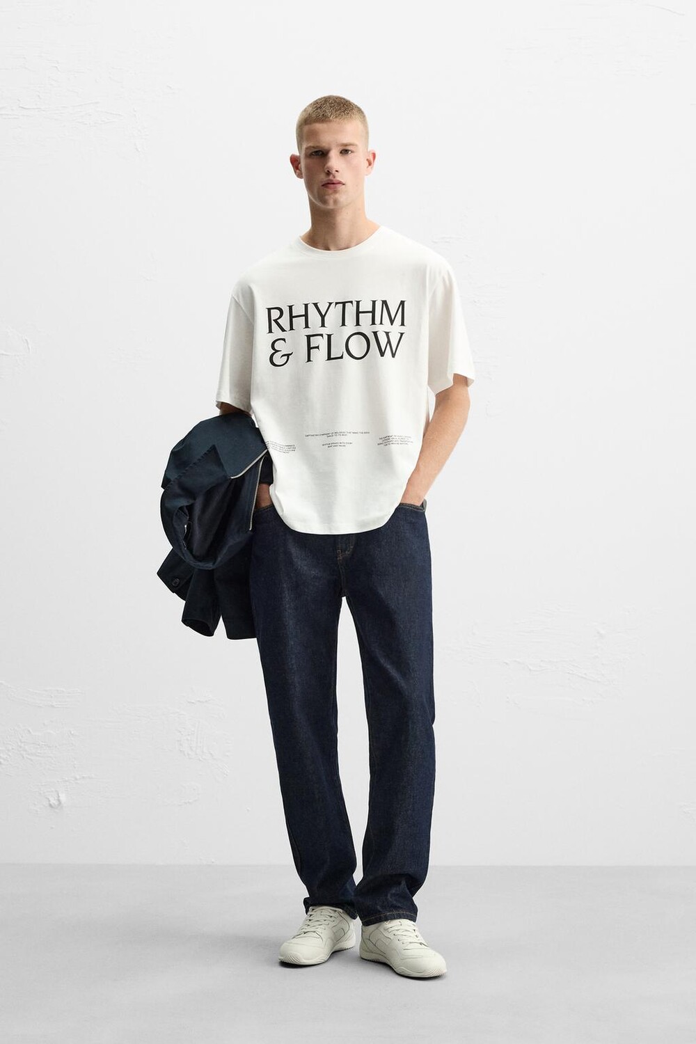 

Выцветевшая футболка с лозунгами ZARA, устрично-белый