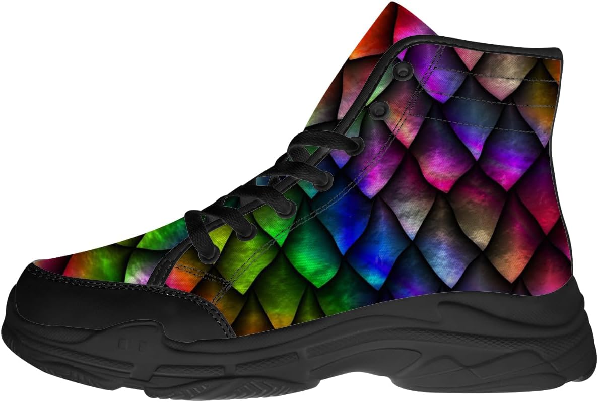 

Кроссовки Dragon Scales на высокой платформе для мужчин, тканевые туфли на шнуровке, подарки для него и для нее Generic, 3101 Rainbow