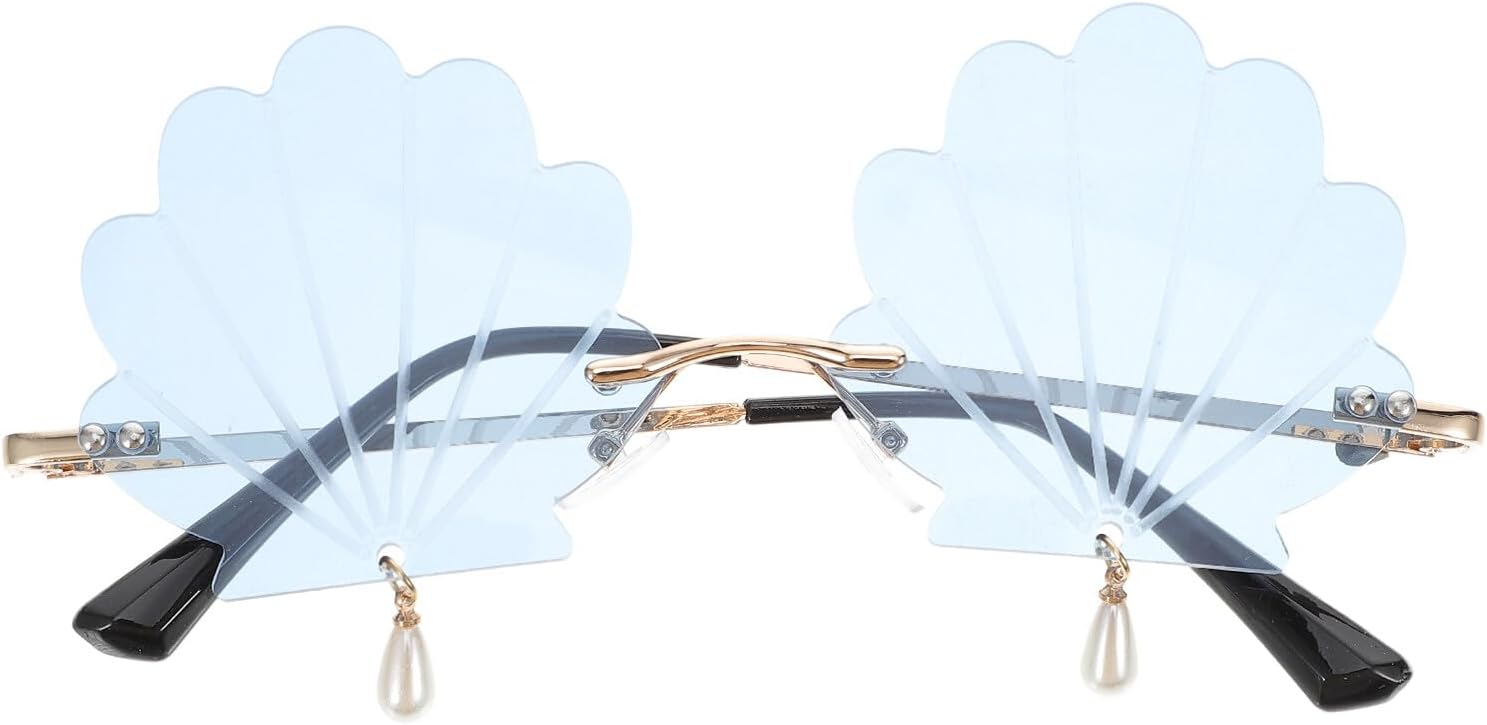 

Солнцезащитные очки с подвеской в ​​виде ракушки, модные очки для женщин, светло-голубые очки с нестандартной оправой и защитой от УФ-излучения для уличного стиля и активного отдыха Abaodam, Blue