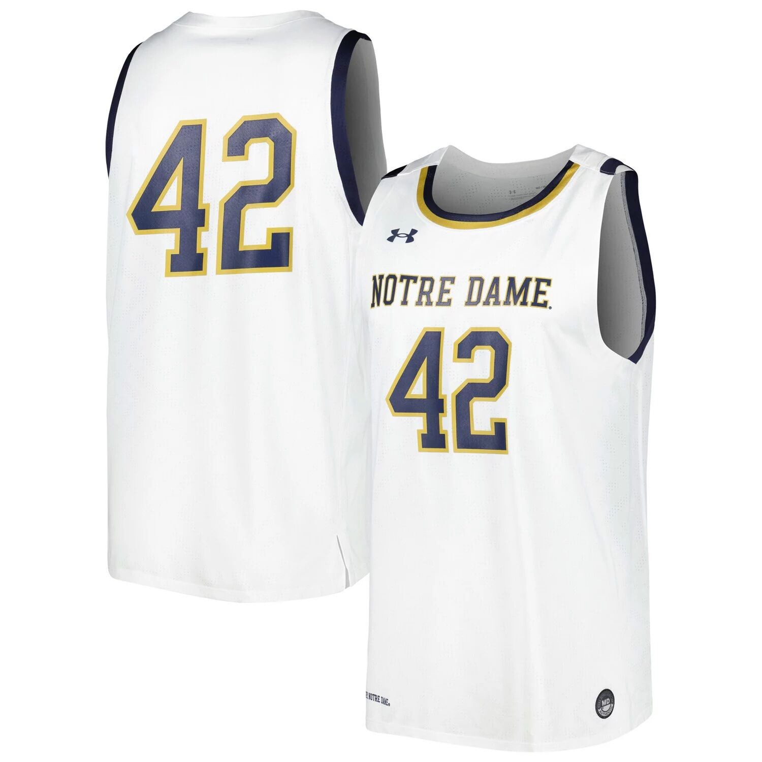 

Мужская белая баскетбольная майка Under Armour № 42 Notre Dame Fighting Irish, реплика