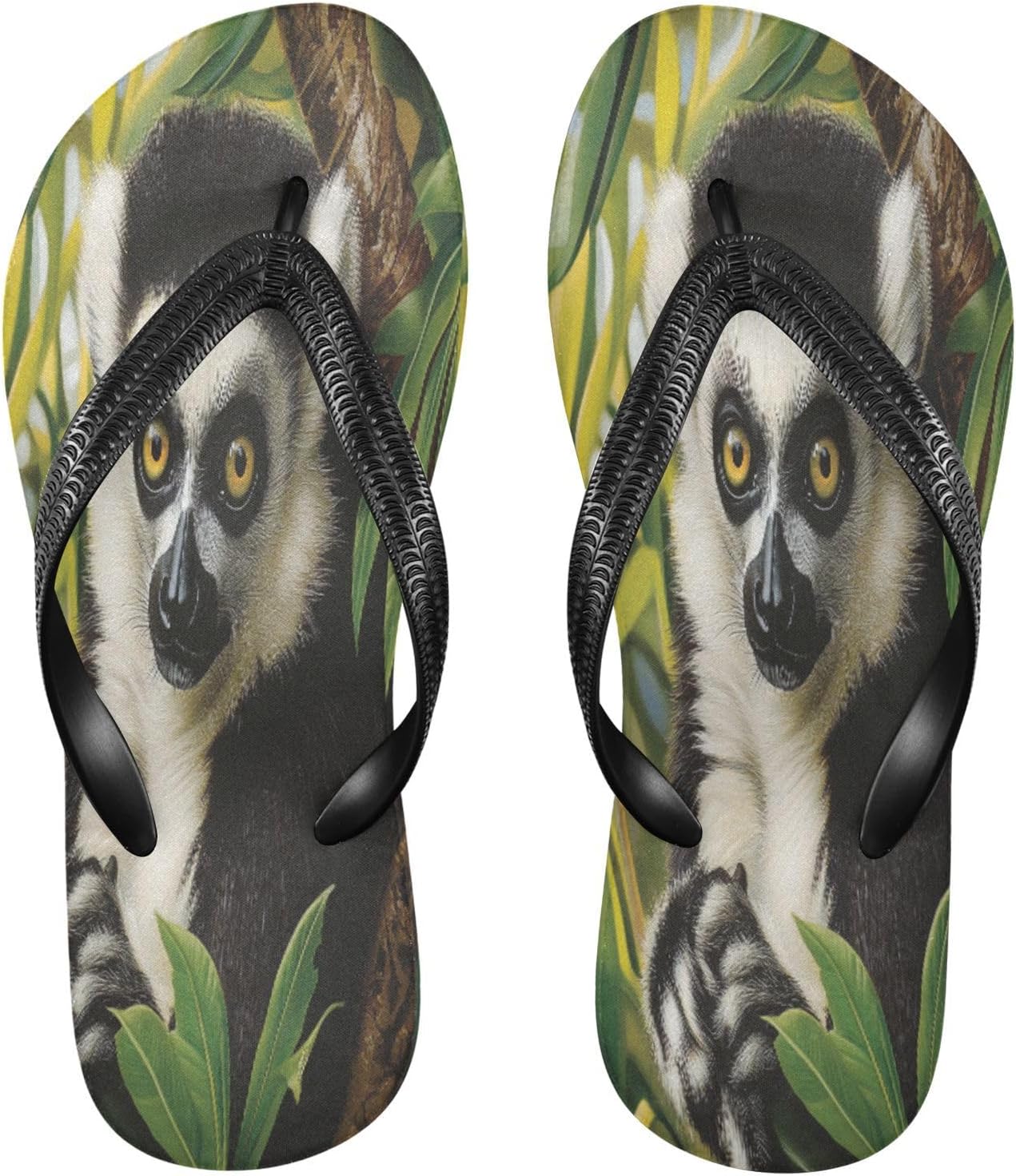 

Шлепанцы с рисунком листьев лемура, пляжные сандалии-вьетнамки, резинескользящие летние тапочки для женщин и мужчин Sinestour, Lemur Leaves Forest