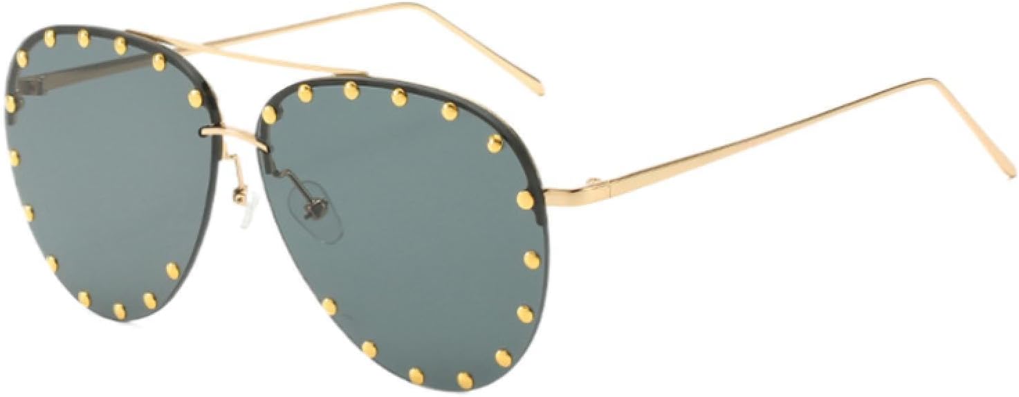 

Солнцезащитные очки с защитой от УФ-излучения UV400 | Без оправы, с заклепками на линзах | Для женщин и мужчин, для занятий спортом на открытом воздухе и вождения DSVIGF, Black