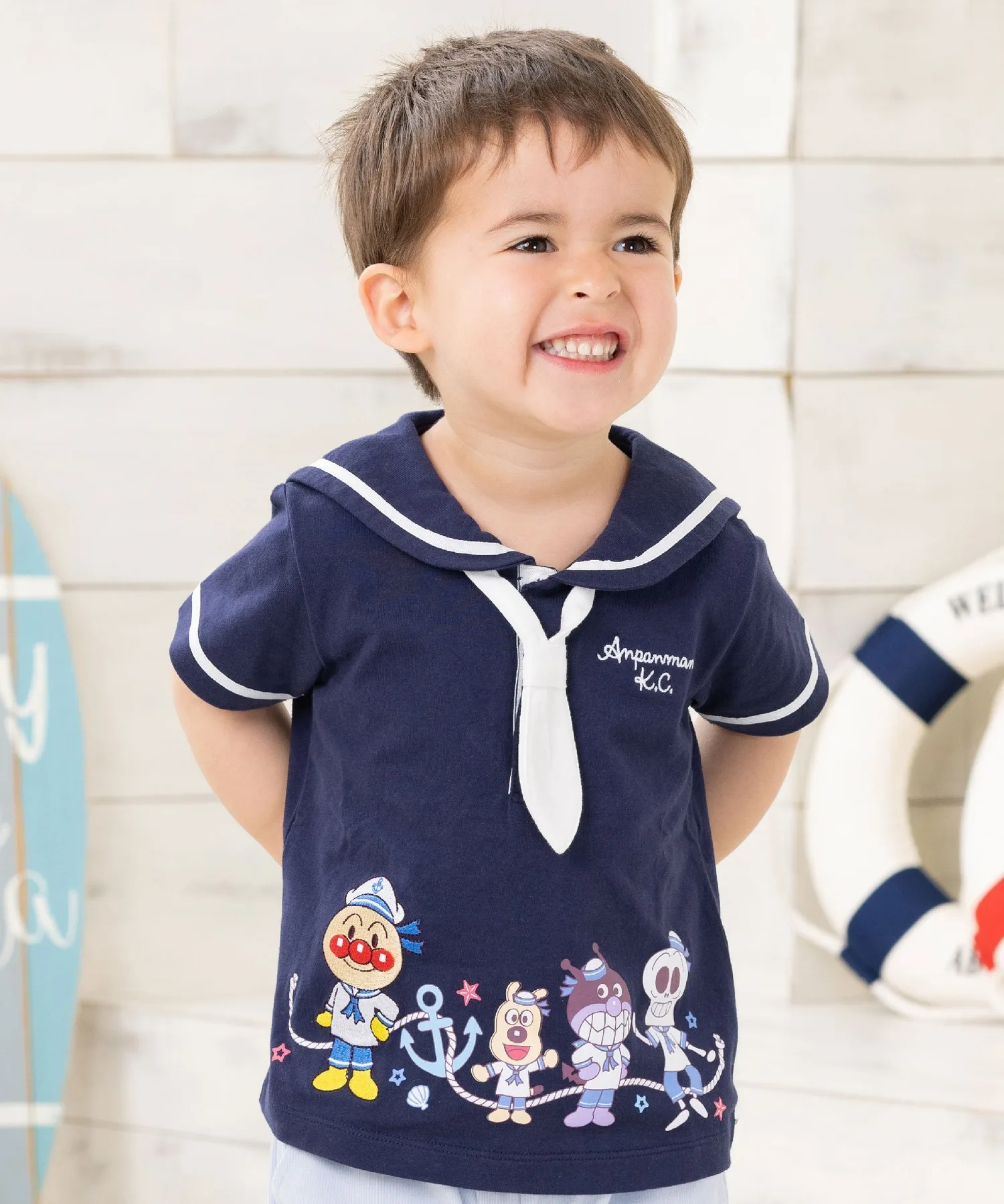 Детская коллекция ANPANMAN / (K) Футболка Anpanman Baikinman Marine Sailor Anpanman Kids Collection, Navy