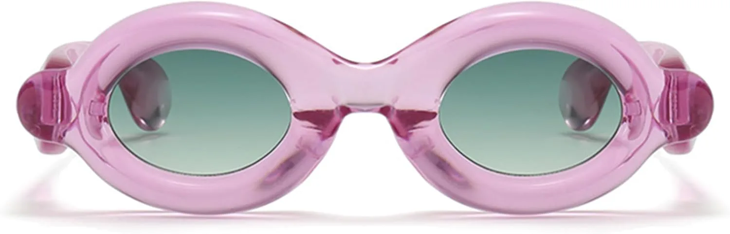 

bullabulling Стильные забавные надувные солнцезащитные очки в модной толстой оправе, милые овальные очки конфетных цветов, защита от УФ-излучения UV400, Pink