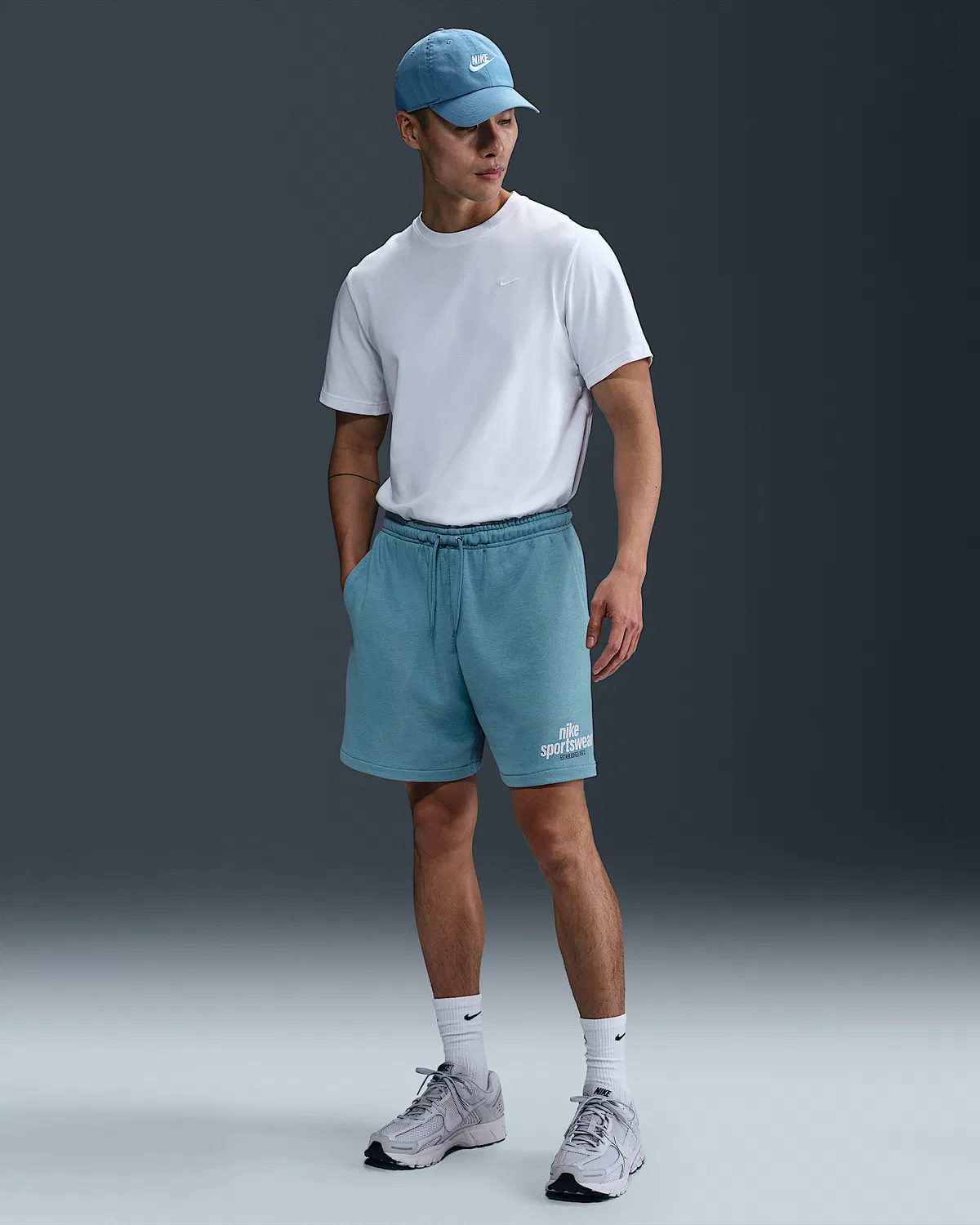 Мужские шорты Nike Club из французского флиса Flow, Denim Turquoise/Denim Turquoise/Photon Dust