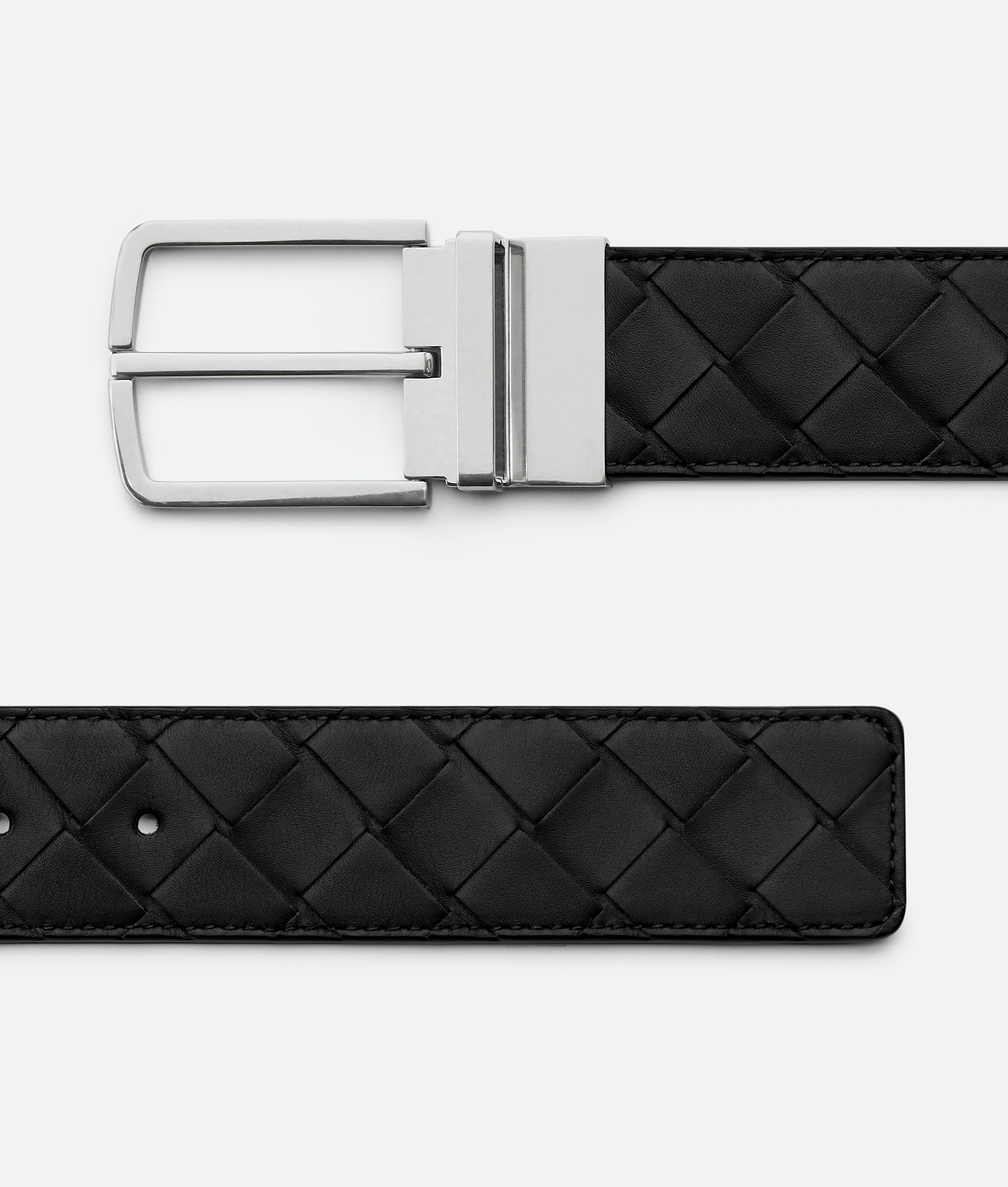 Ремень Intrecciato Bottega Veneta, черный/светло-розовый — фото 4