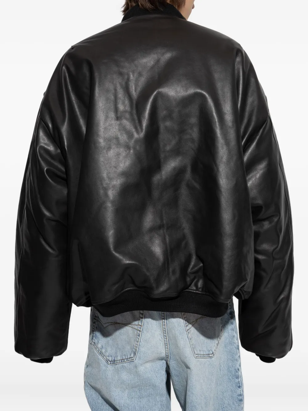 Кожаная куртка-бомбер на молнии VETEMENTS, черный — фото 4