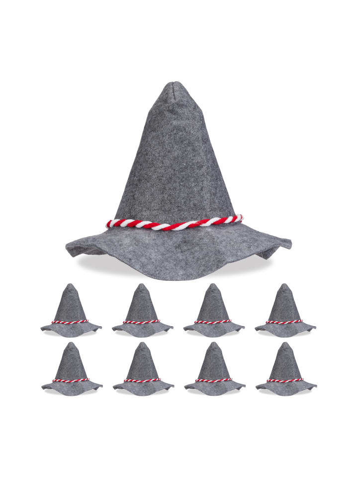 

Relaxdays Шляпа 9 x Seppelhut in Grau