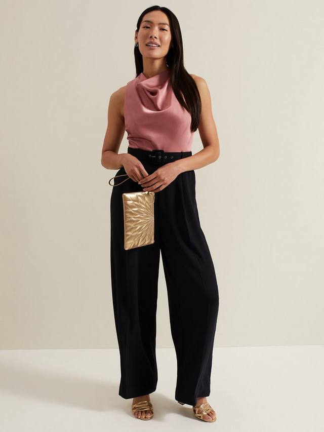 

Сатиновый комбинезон sabina с широкими штанинами Phase Eight, цвет Black/Pink