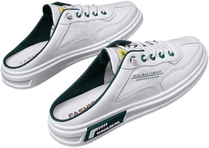 

Мужские сандалии Clolinde с вырезами и мюли - дышащие, нескользящие обувь без шнурков для повседневной носки на улице, комфортной ходьбы и городского стиля, белый/зеленый