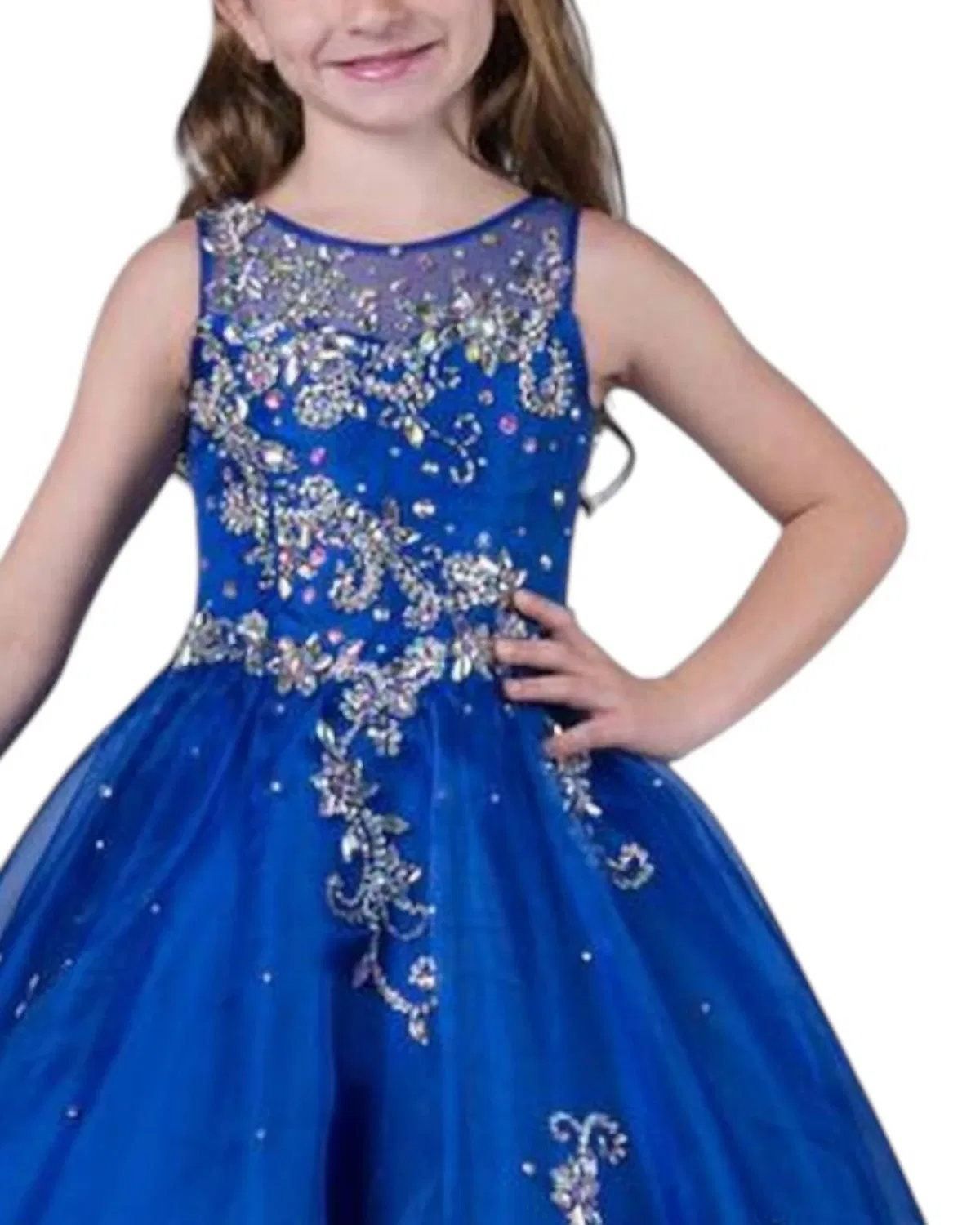 Длинное королевское платье для девочек на конкурс красоты Little Rosie, Royal — фото 2
