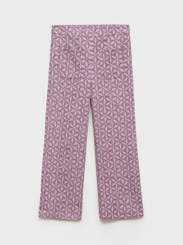 Детские брюки Carlota Geometric с широкими штанинами Mango, Pink — фото 3