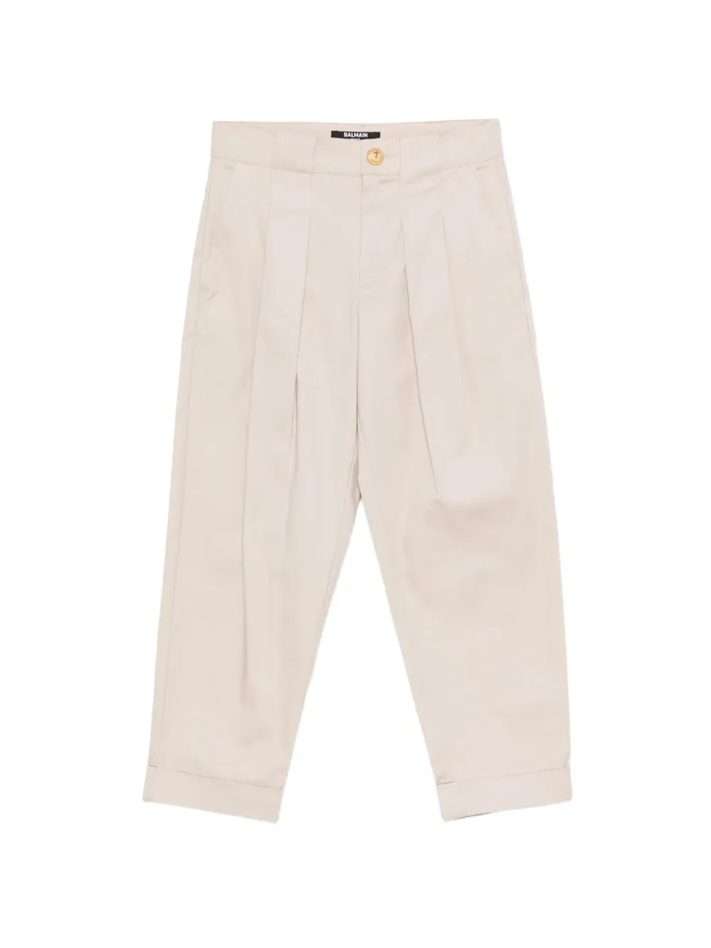 Брюки со складками для костюма Balmain Kids, бежевый