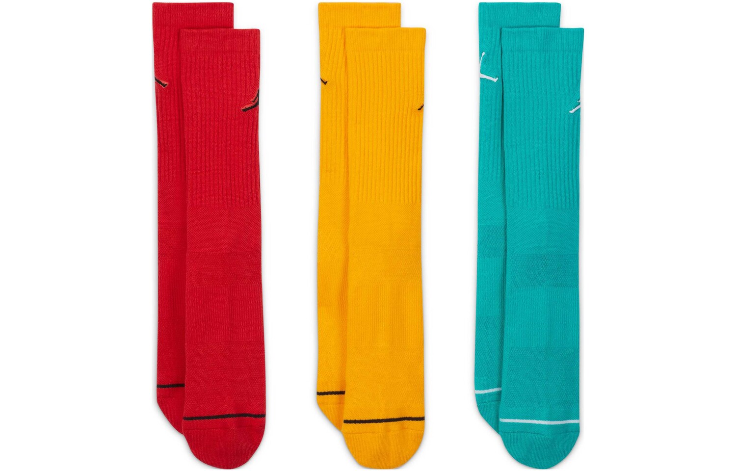 

Носки унисекс Jordan до середины икры, цвет 3 pairs (red + yellow + green)