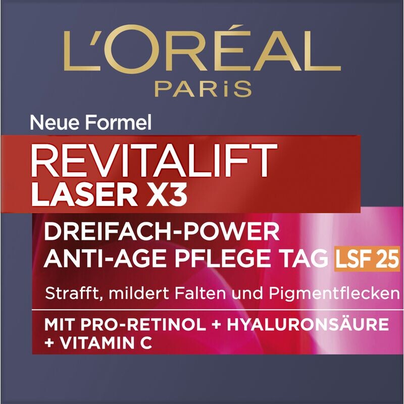 

Антивозрастной дневной крем Laser X3 Triple Power SPF 25 L’Oréal Paris, 50 ml