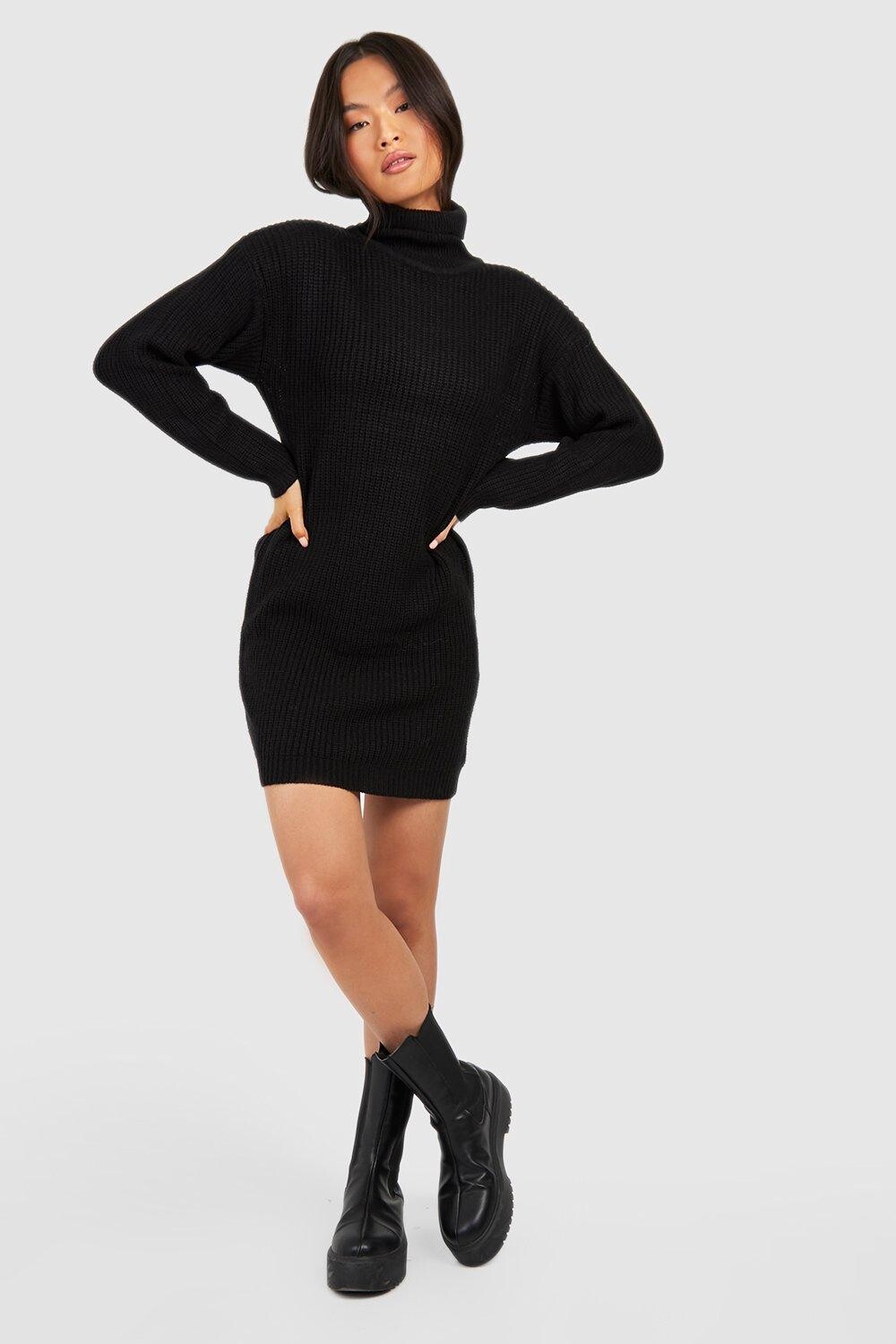 

Объемный джемпер с высоким воротником и высоким воротником boohoo, черный