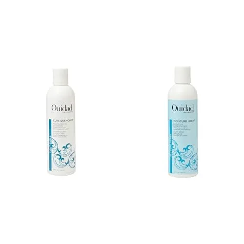 Набор Ouidad Curl Care Duo: увлажняющий шампунь Curl Quencher (240 мл) и несмываемый кондиционер Moisture Lock для кудрявых волос (240 мл), увлажняющая и питательная формула.